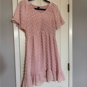 Pink women’s Dress with Textured Design